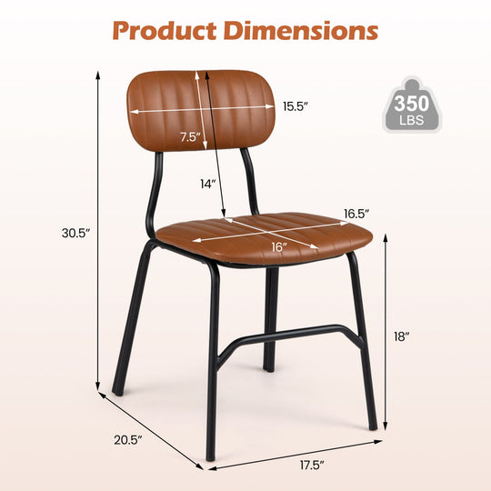 Dining Chairs Set of 2 with Ergonomic Back and Metal Legs