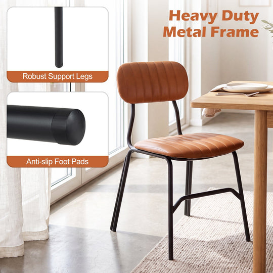 Dining Chairs Set of 2 with Ergonomic Back and Metal Legs