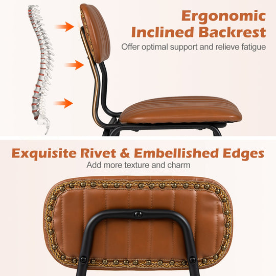 Dining Chairs Set of 2 with Ergonomic Back and Metal Legs