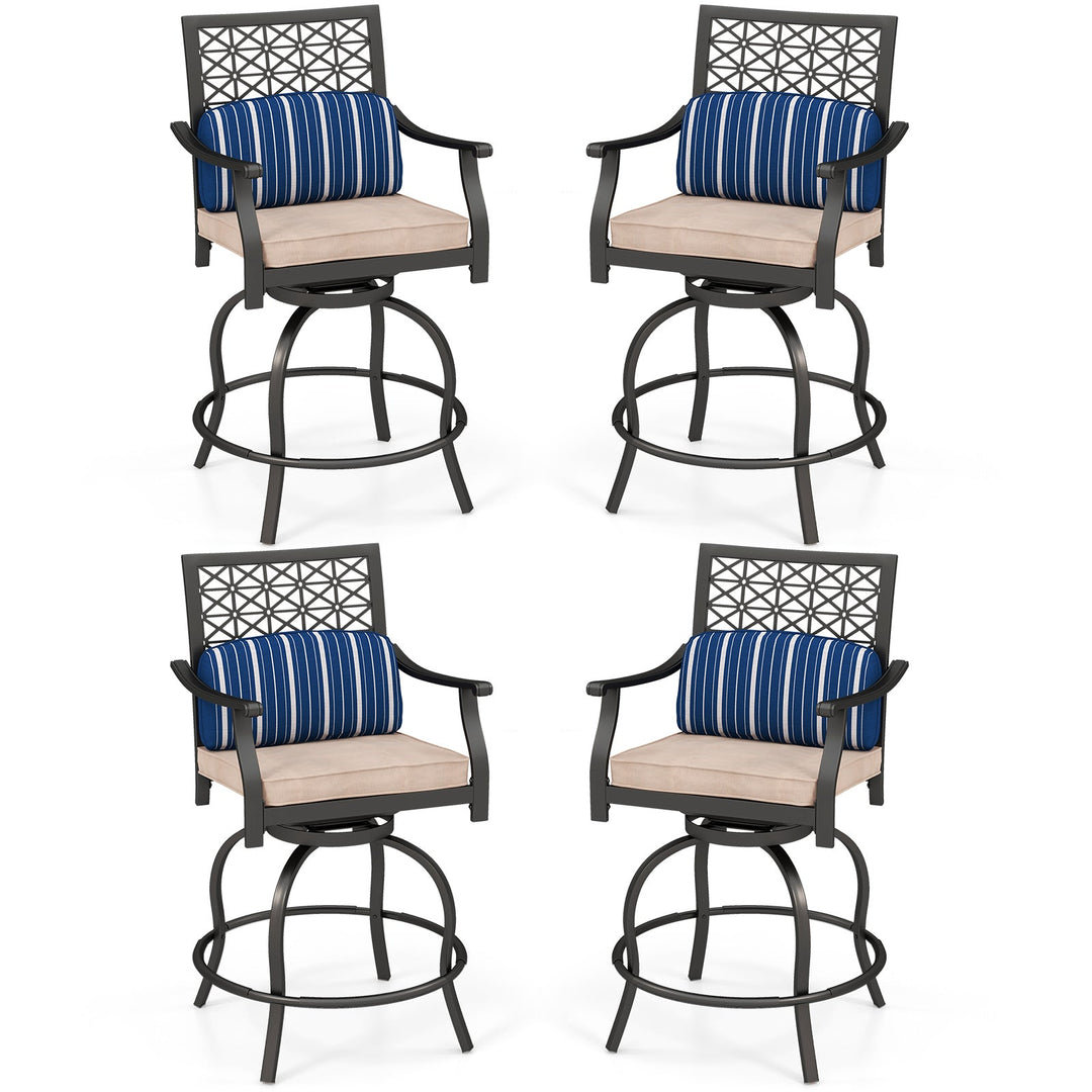 Set of 2 Outdoor Bar Height Chair with Soft Cushions