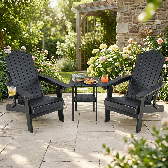 Folding Adirondack Chairs Set of 2 with Adjustable Backrest