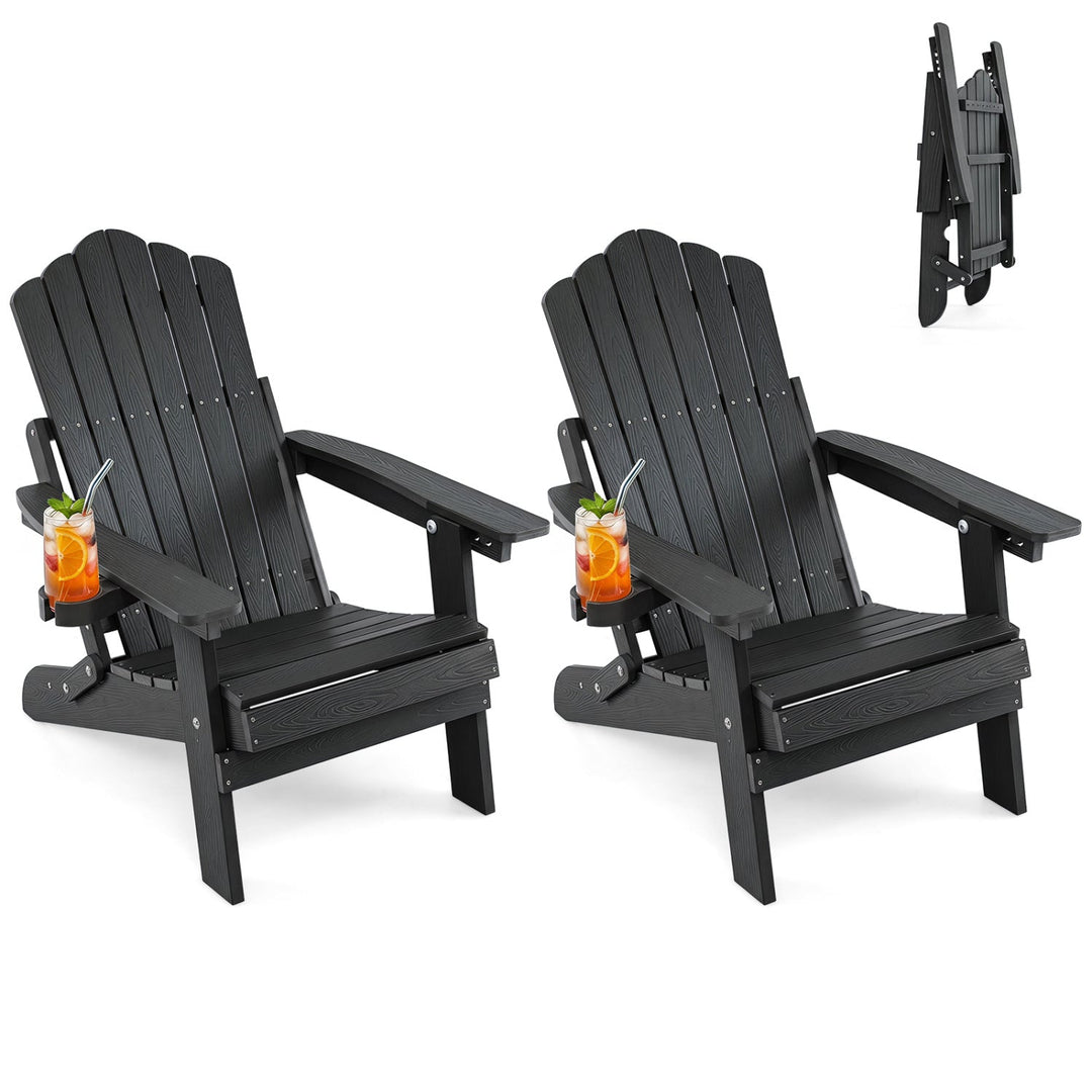 Folding Adirondack Chairs Set of 2 with Adjustable Backrest