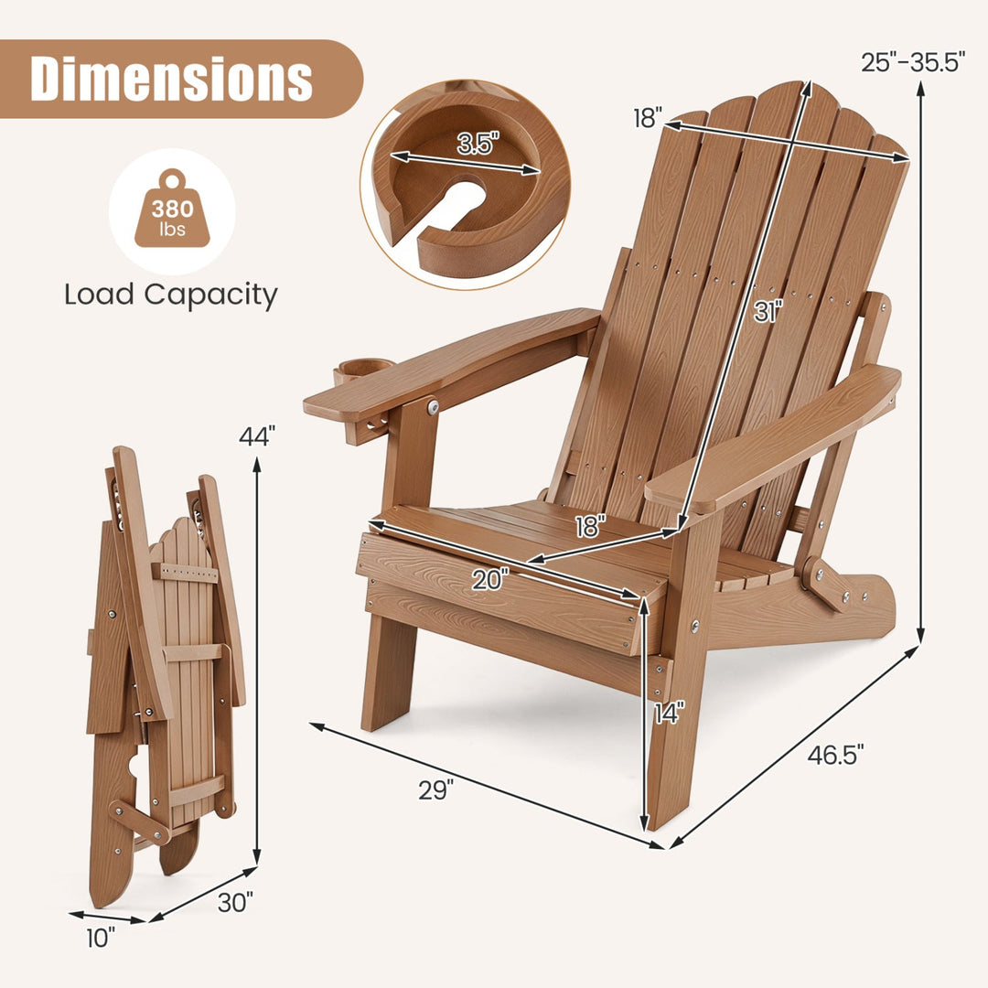 Folding Adirondack Chairs Set of 2 with Adjustable Backrest