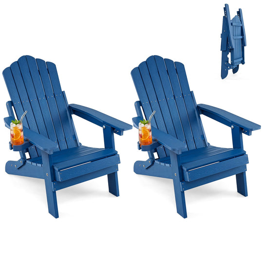 Folding Adirondack Chairs Set of 2 with Adjustable Backrest