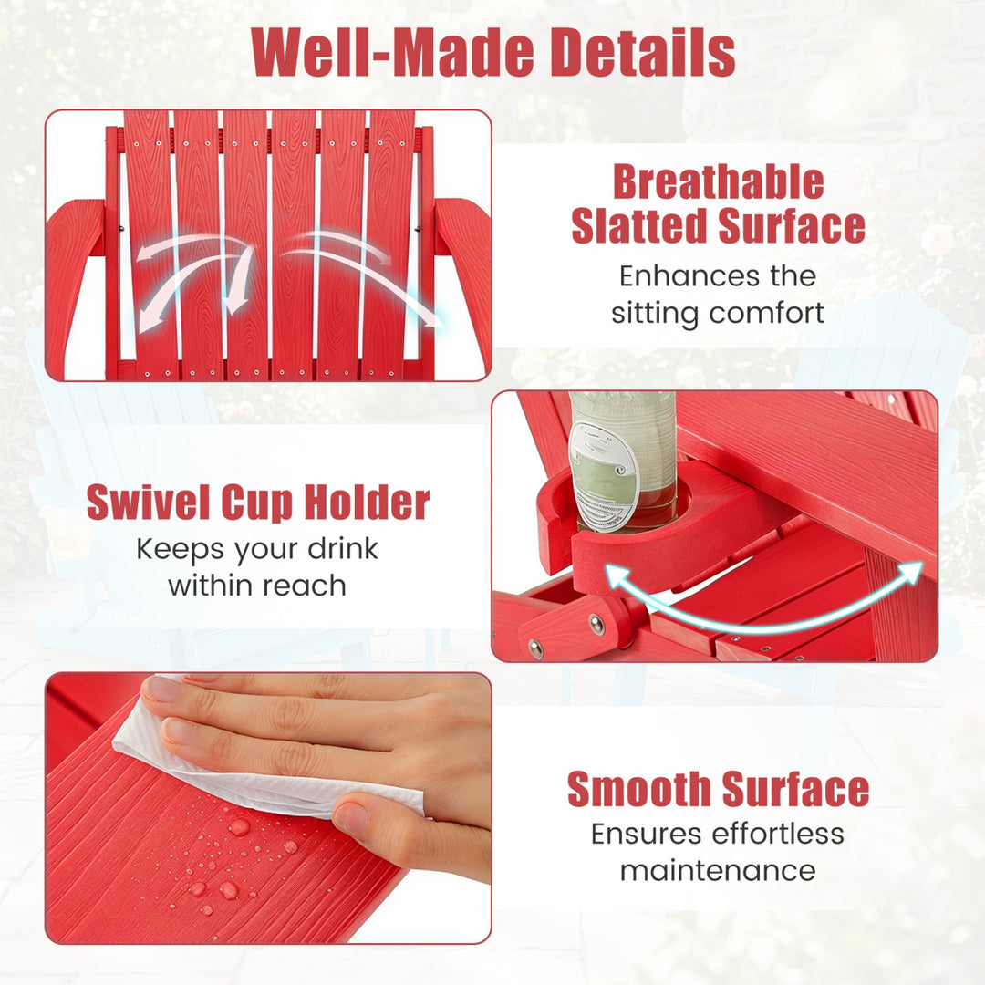 Folding Adirondack Chairs Set of 2 with Adjustable Backrest