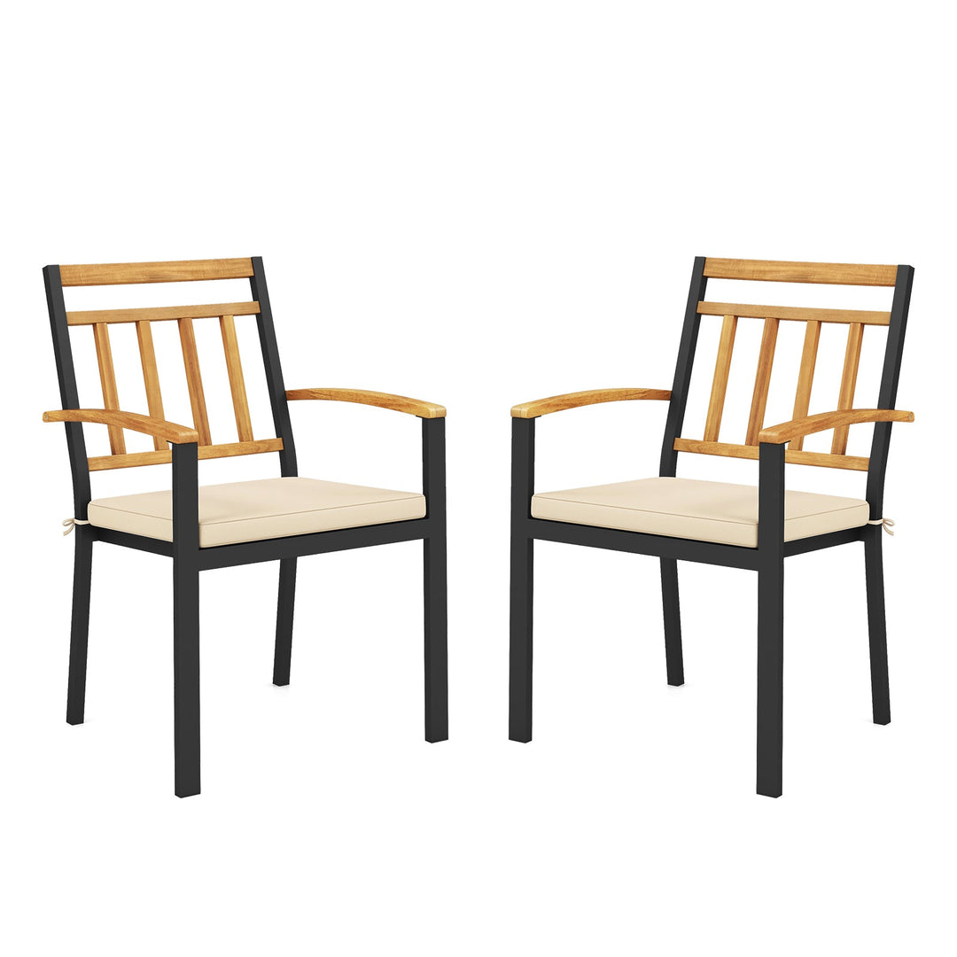 Set of 2 Patio Dining Chairs with Removable Padded Cushions