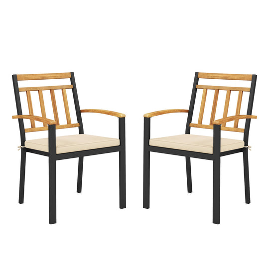 Set of 2 Patio Dining Chairs with Removable Padded Cushions