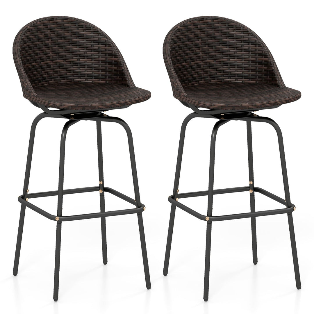 Swivel Patio Bar Stools Set of 2 with Rattan Seat 400 LBS