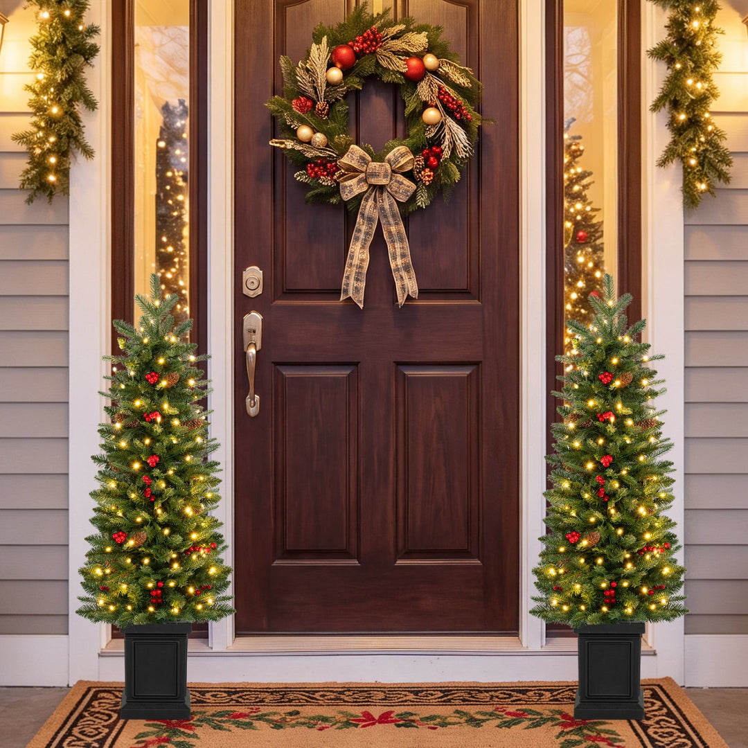 Pre-Lit Potted Christmas Tree with Warm White LED Lights