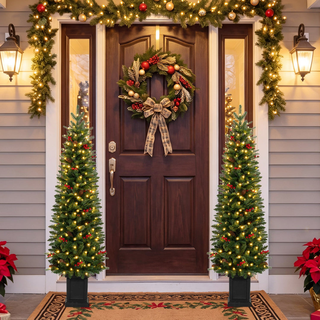 Pre-Lit Potted Christmas Tree with Warm White LED Lights