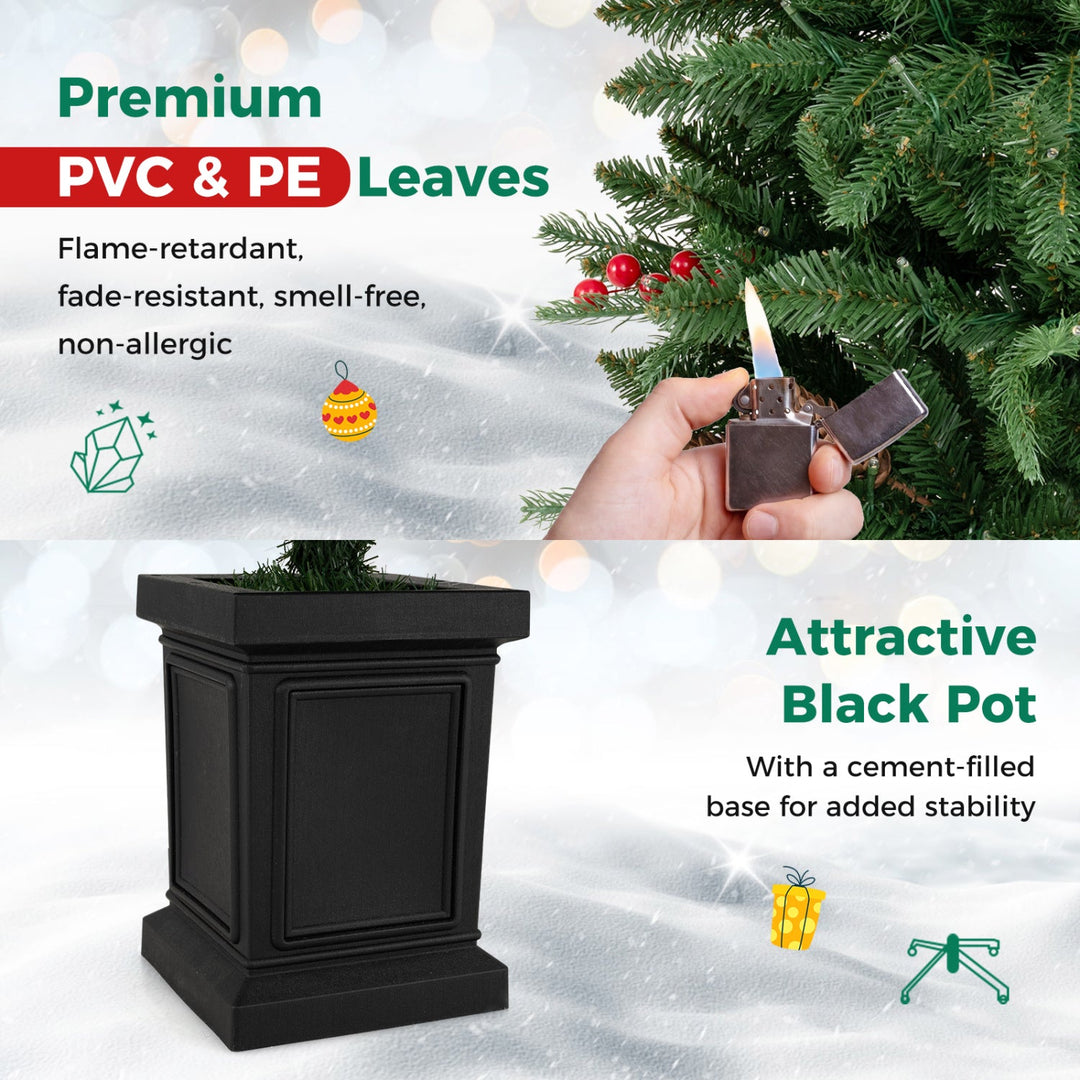 Pre-Lit Potted Christmas Tree with Warm White LED Lights