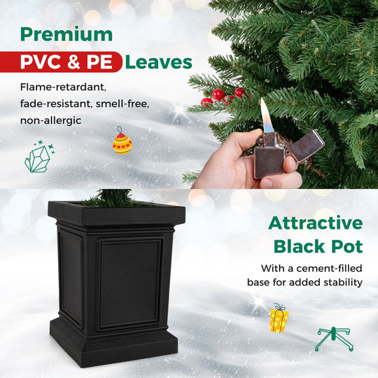Pre-Lit Potted Christmas Tree with Warm White LED Lights