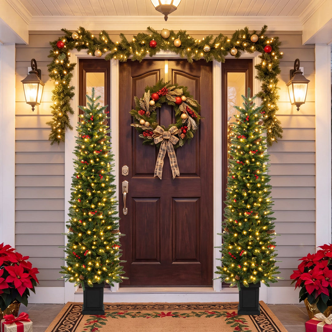 Pre-Lit Potted Christmas Tree with Warm White LED Lights