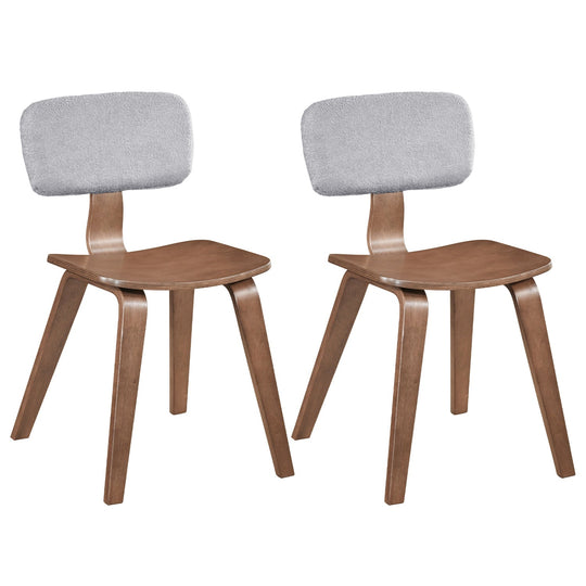 Set of 2 Rubber Wood Dining Room Chairs with Teddy Velvet Padded Backrest