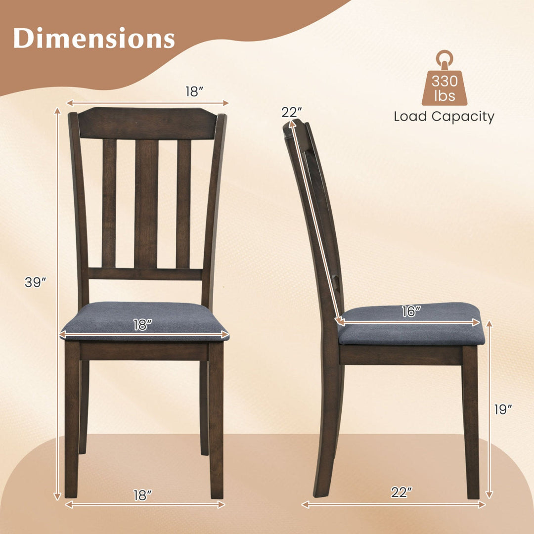 Set of 2 Rubber Wood Dining Room Chairs with Comfortable Backrest