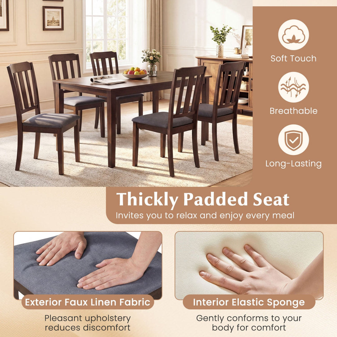 Set of 2 Rubber Wood Dining Room Chairs with Comfortable Backrest