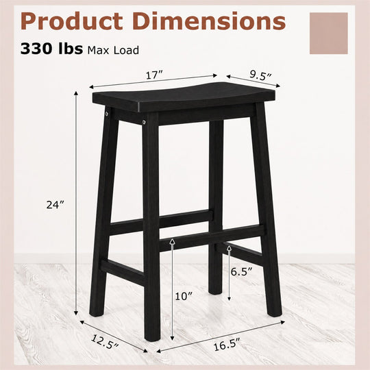 Saddle-Seat Counter Height Stools Set of 2 with Footrests