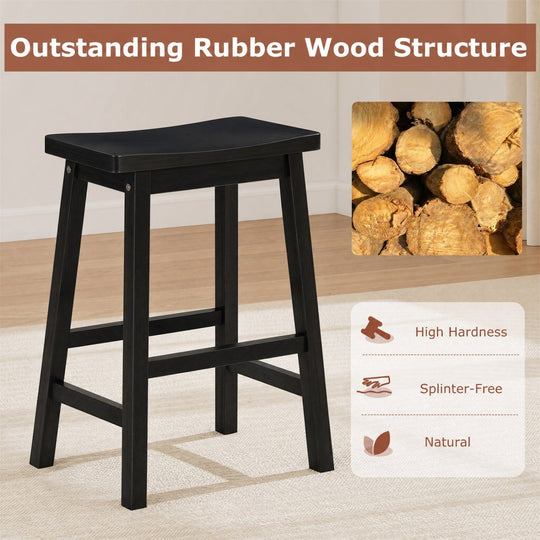 Saddle-Seat Counter Height Stools Set of 2 with Footrests