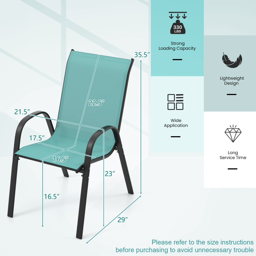 Set of 2 Stackable Patio Dining Chairs Set with Armrest
