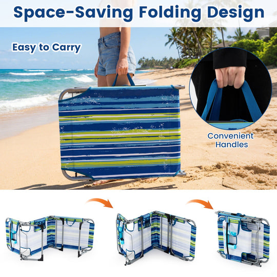Set of 2 Tanning Chair Portable Chaise Lounge Chair with 4-Position Adjustable Backrest