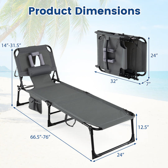 Adjustable Tanning Chaise Lounge Set of 2 with Face Hole
