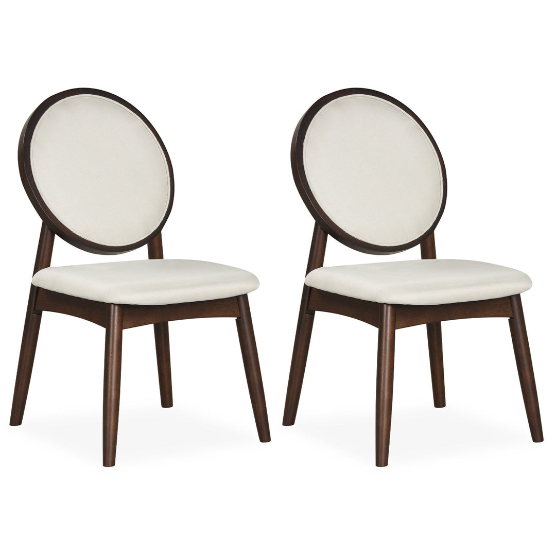 Set of 2 Upholstered Linen Fabric Kitchen Side Chairs with Padded Seat