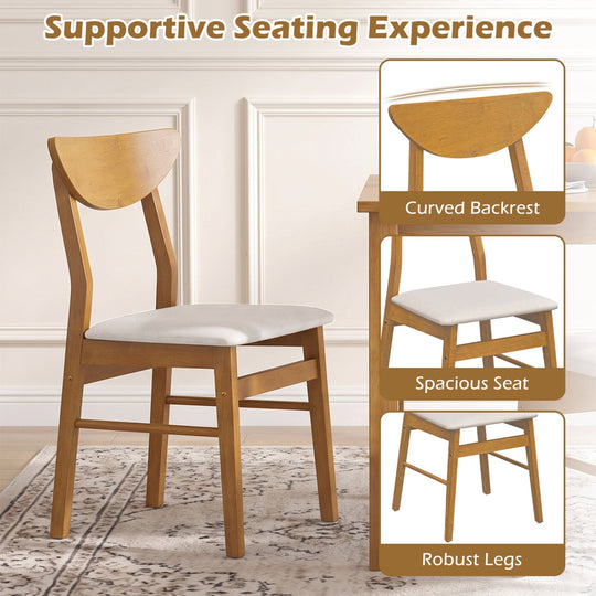 Upholstered Dining Chairs Set of 2 with Curved Backrest