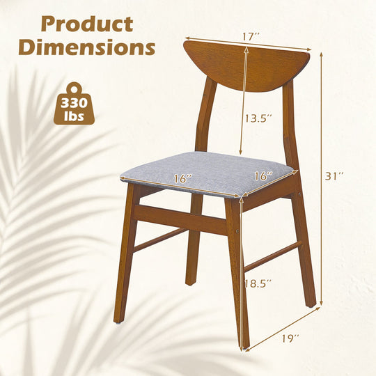 Upholstered Dining Chairs Set of 2 with Curved Backrest