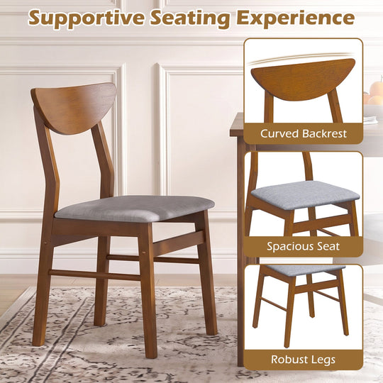 Upholstered Dining Chairs Set of 2 with Curved Backrest