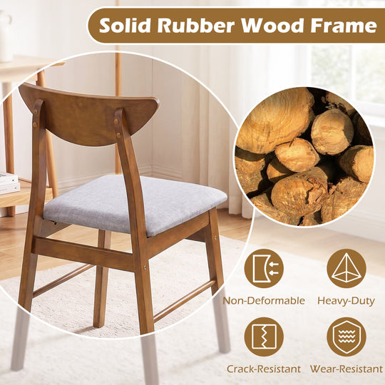 Upholstered Dining Chairs Set of 2 with Curved Backrest
