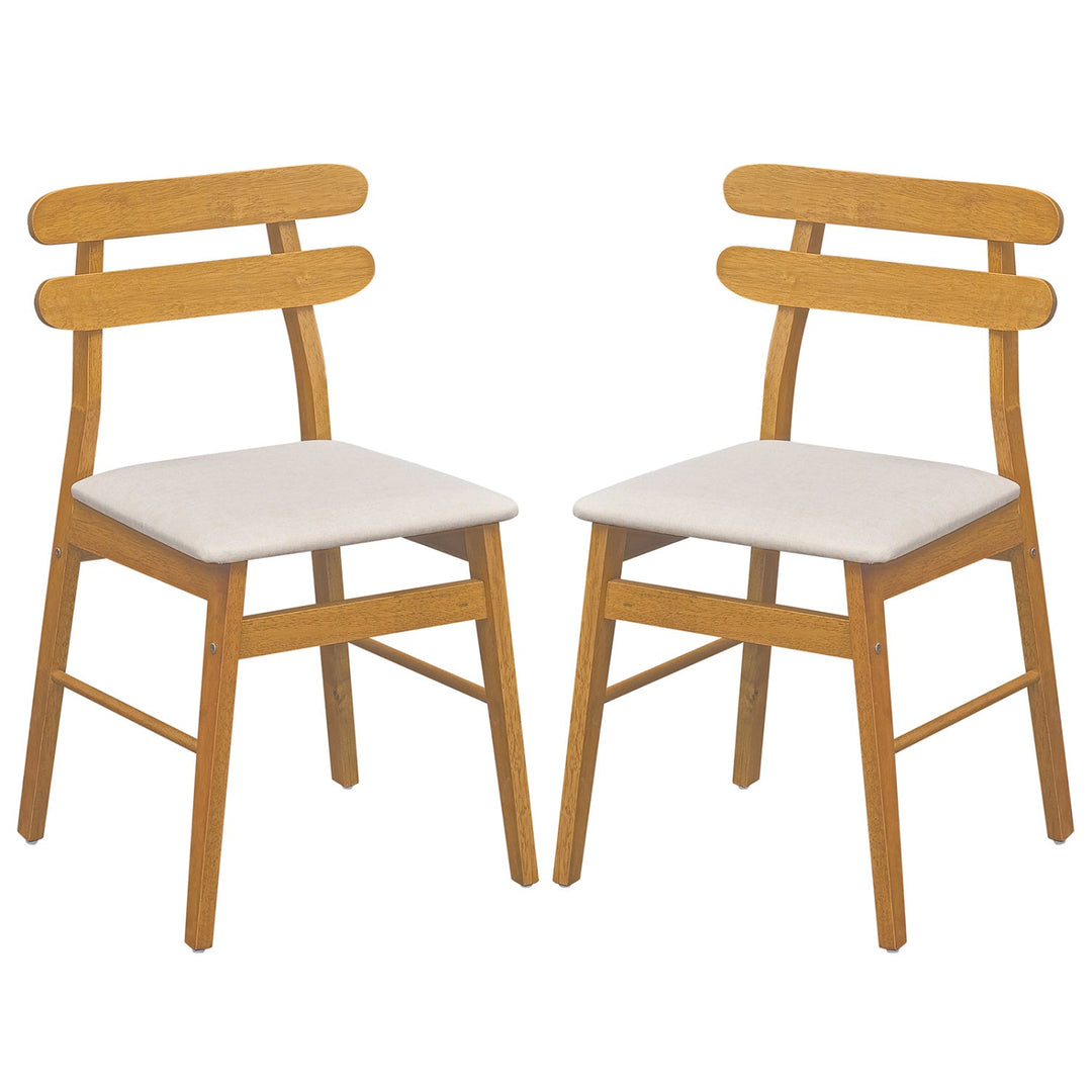 Upholstered Dining Chairs Set of 2 with Solid Wood Legs