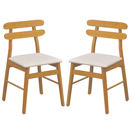 Upholstered Dining Chairs Set of 2 with Solid Wood Legs