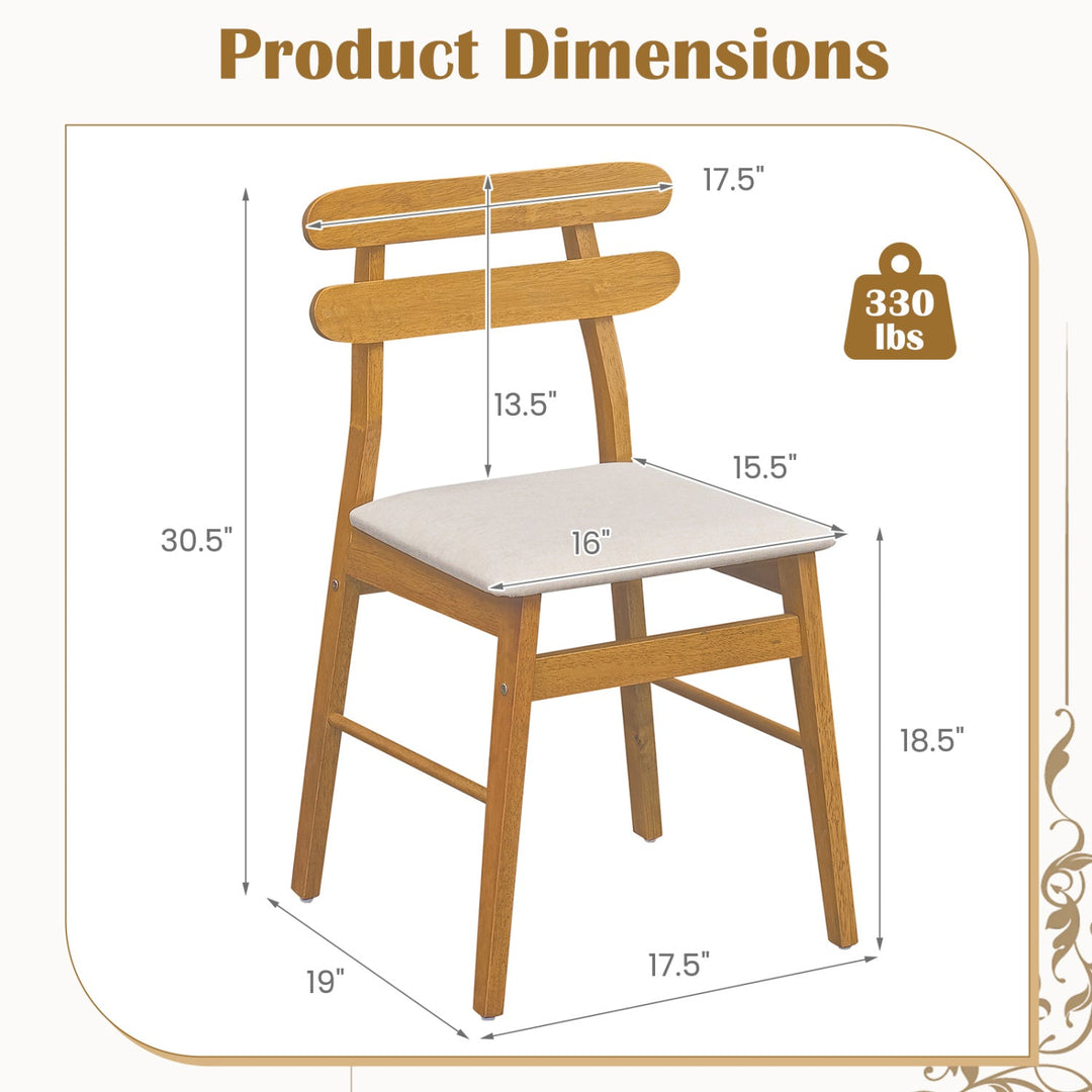Upholstered Dining Chairs Set of 2 with Solid Wood Legs