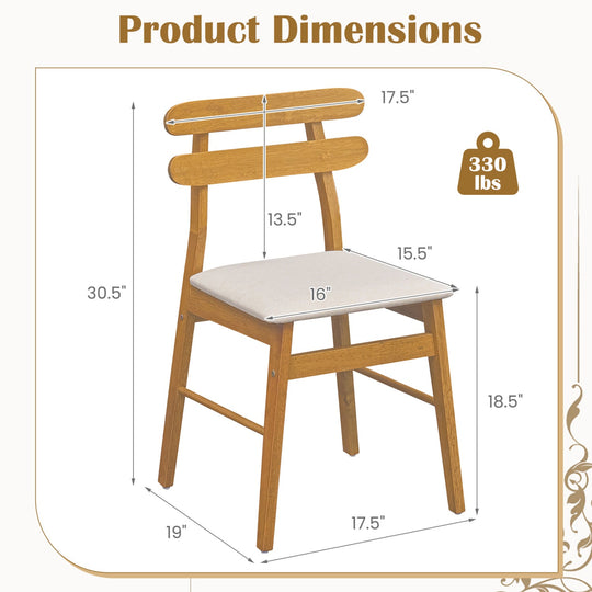 Upholstered Dining Chairs Set of 2 with Solid Wood Legs