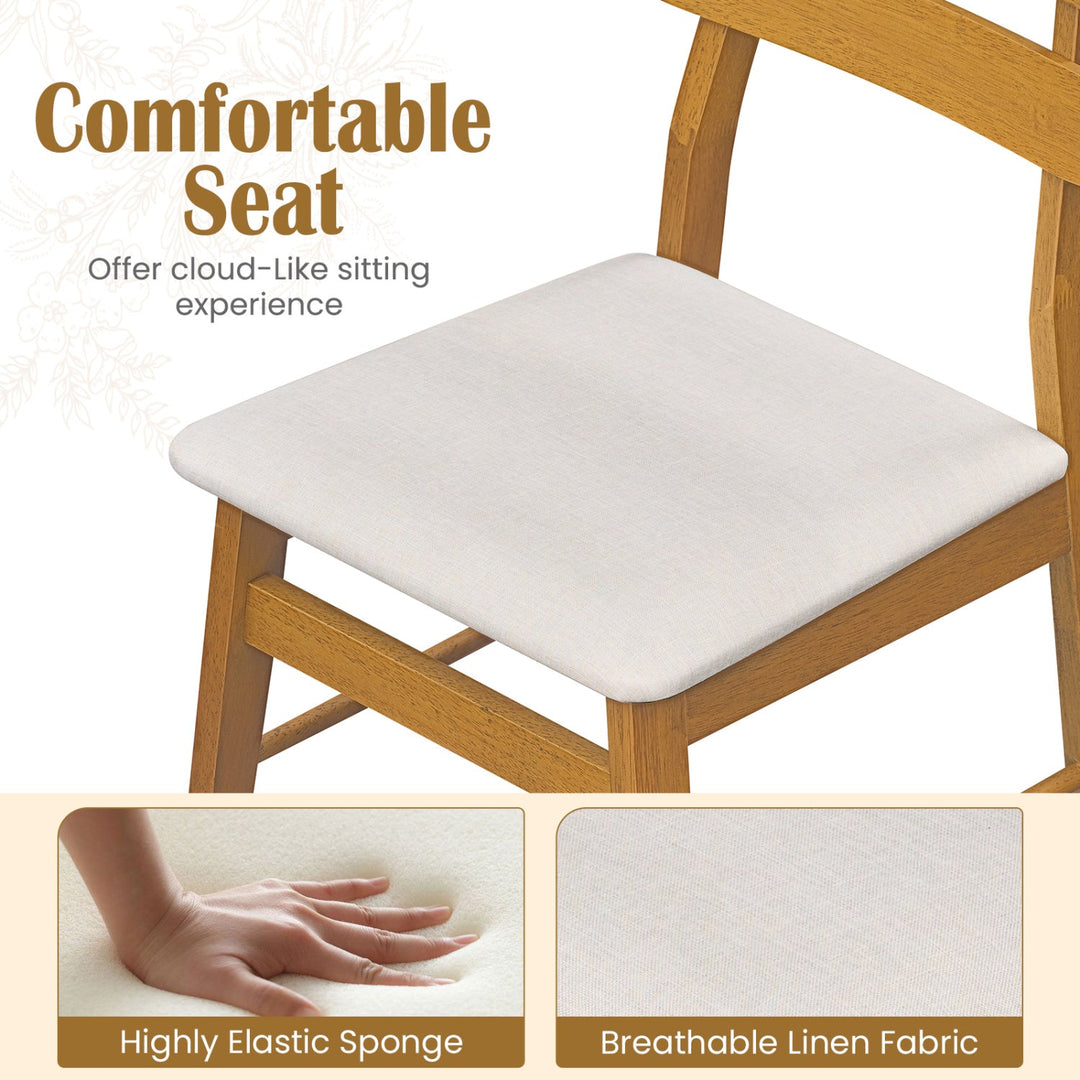 Upholstered Dining Chairs Set of 2 with Solid Wood Legs