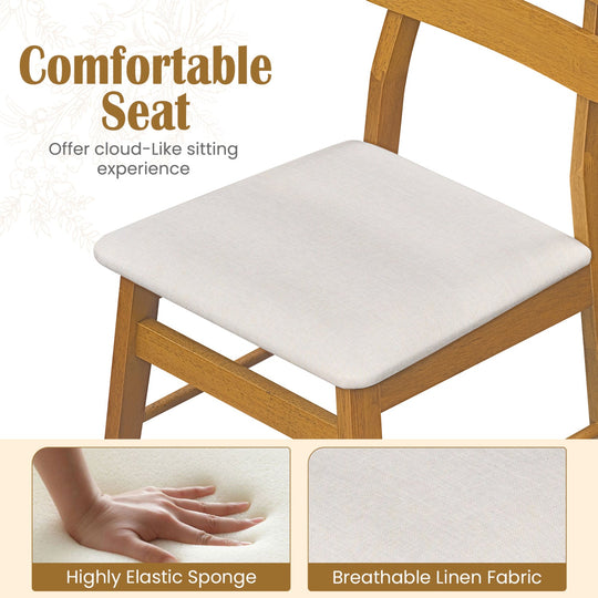 Upholstered Dining Chairs Set of 2 with Solid Wood Legs