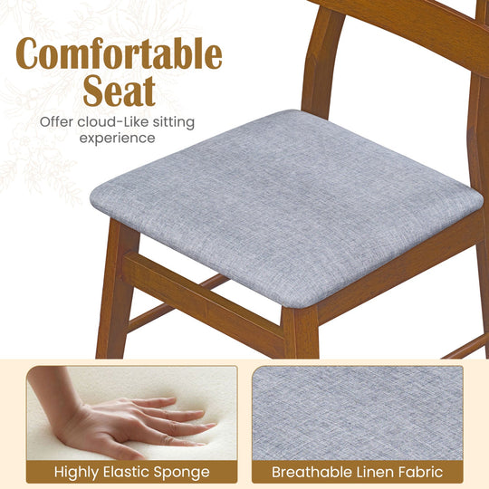 Upholstered Dining Chairs Set of 2 with Solid Wood Legs