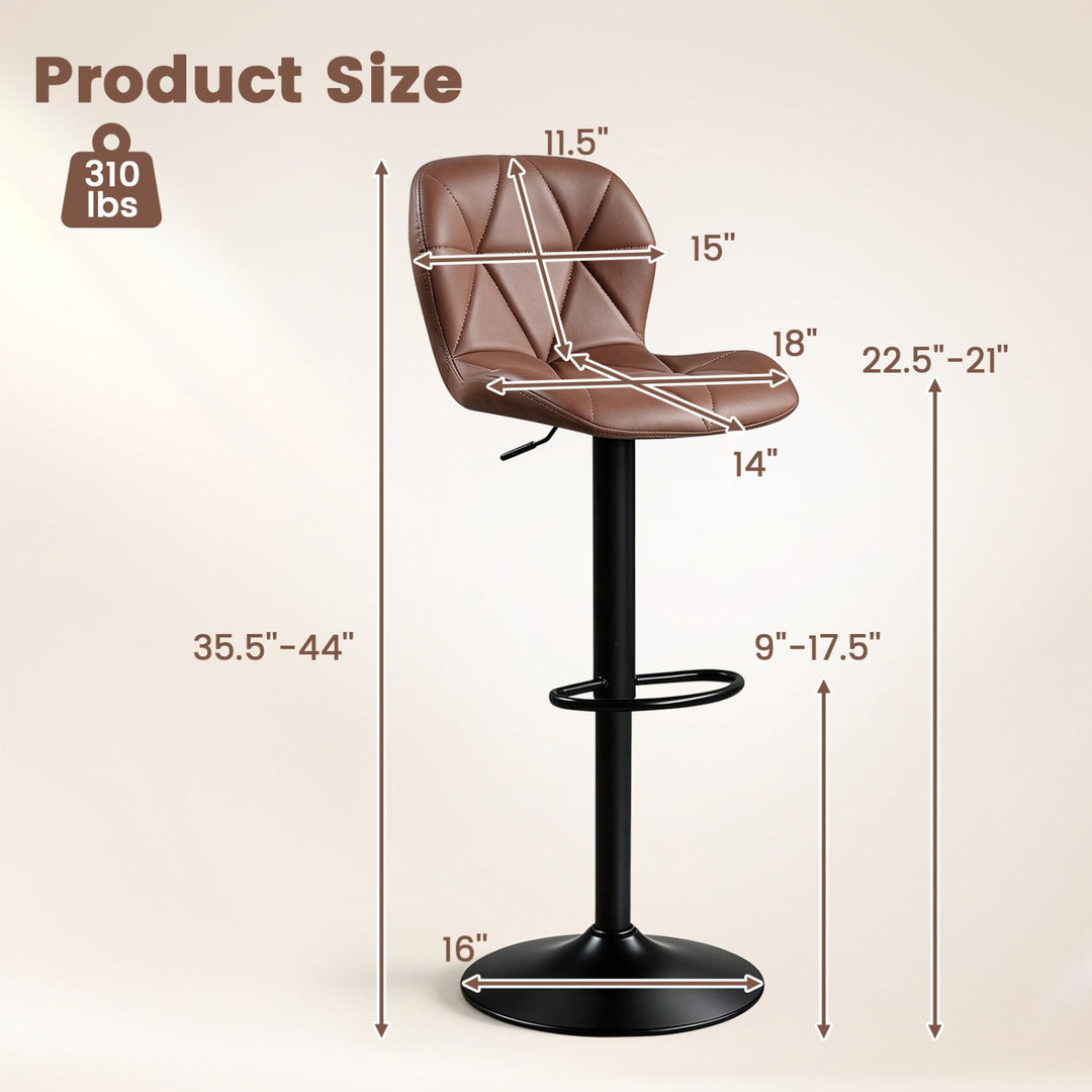 Swivel Bar Stools Set of 2 with Adjustable Height