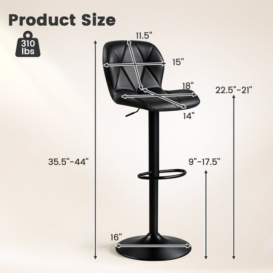 Swivel Bar Stools Set of 2 with Adjustable Height