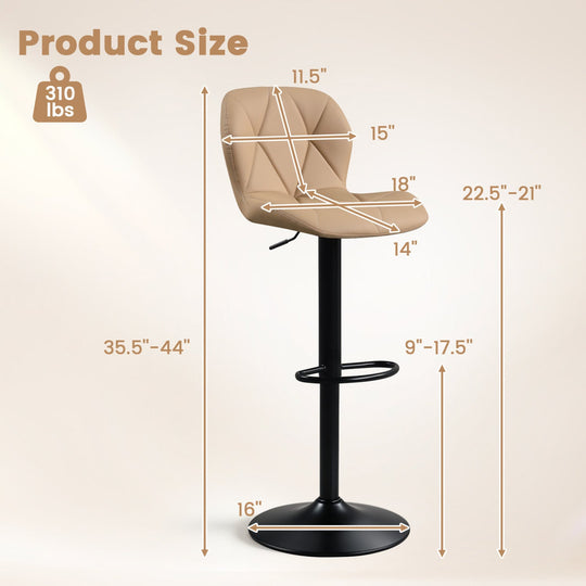 Swivel Bar Stools Set of 2 with Adjustable Height