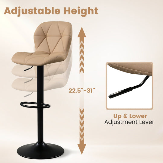 Swivel Bar Stools Set of 2 with Adjustable Height
