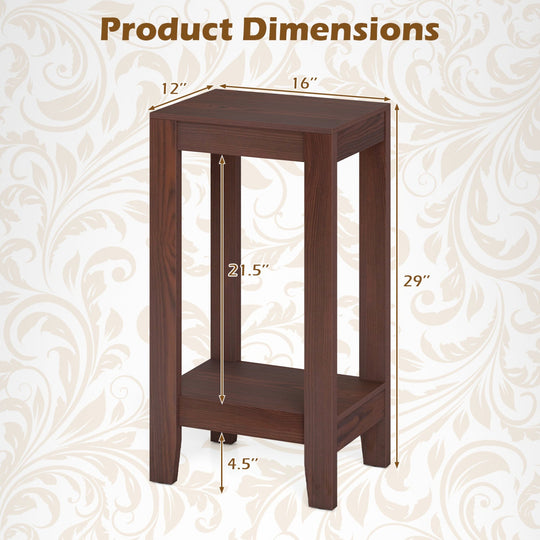 2-Tier End Tables with Storage Shelf, Set of 2