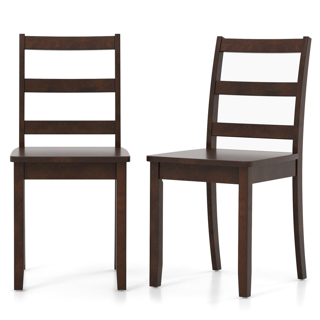 Set of 2 Wood Dining Chairs with Solid Rubber Wood Legs
