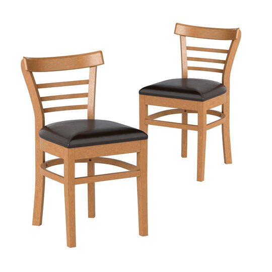 Set of 2 Wooden Dining Chair with Rubber Wood Legs for Restaurant