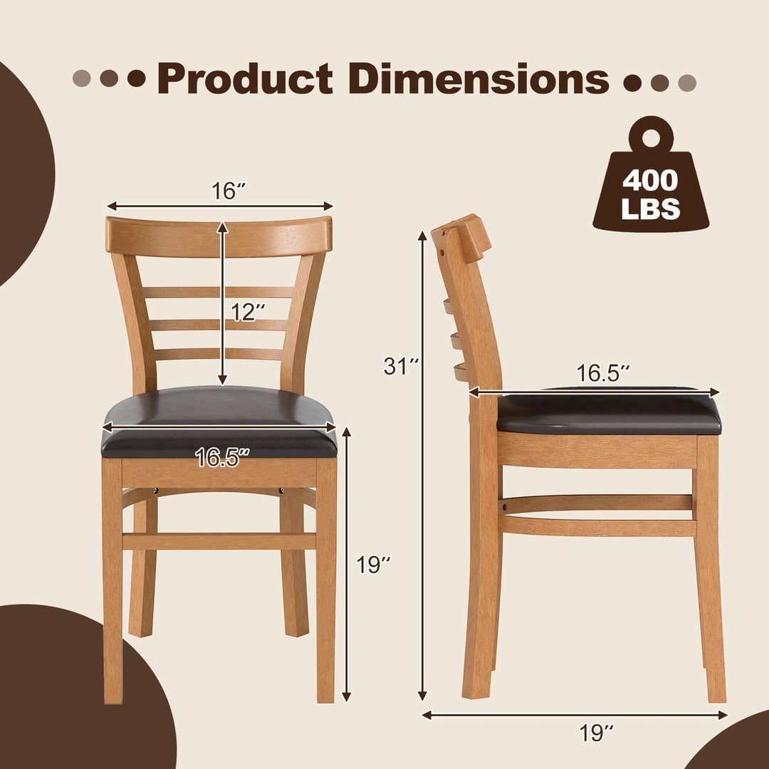Set of 2 Wooden Dining Chair with Rubber Wood Legs for Restaurant