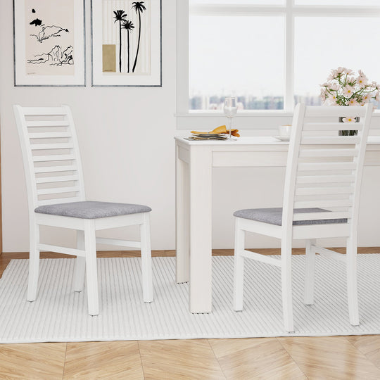 Set of 2 Wooden Dining Chair with Rubber Wood Legs for Living Room