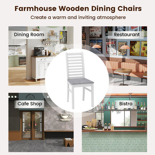 Set of 2 Wooden Dining Chair with Rubber Wood Legs for Living Room