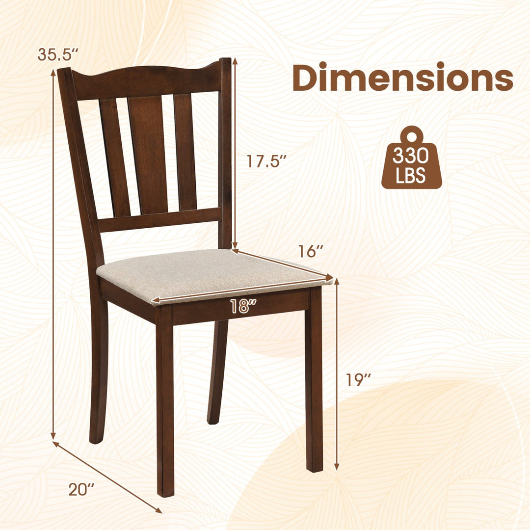 Wooden Dining Chairs with Hollow Back and Padded Seat, Set of 2