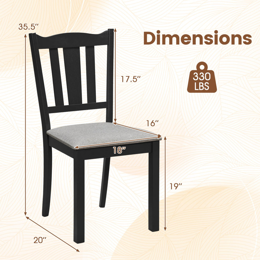 Wooden Dining Chairs with Hollow Back and Padded Seat, Set of 2