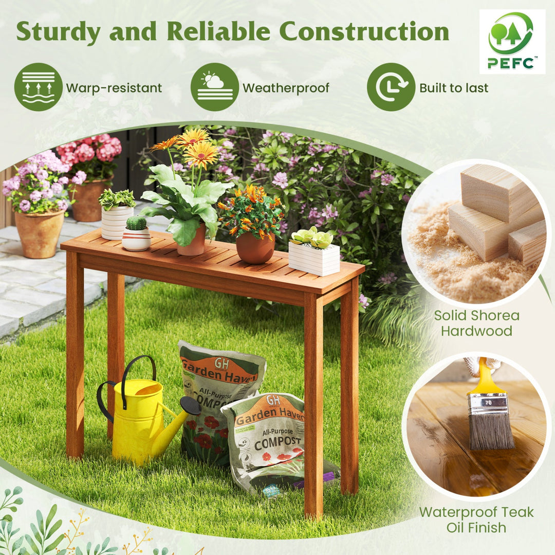 Wooden Plant Stand Set of 2 - Solid Shorea Hardwood